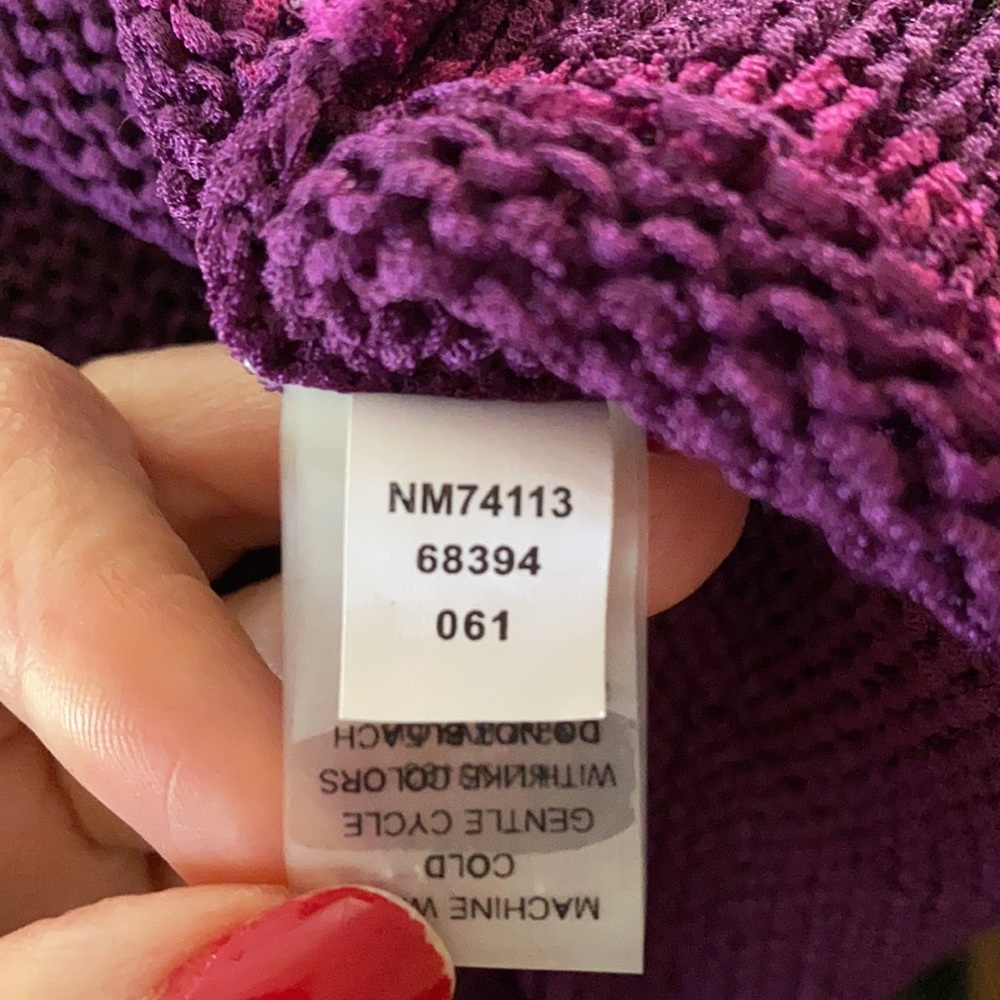 Neiman Marcus | Purple Open Knit Sweater Tunic Top - image 6